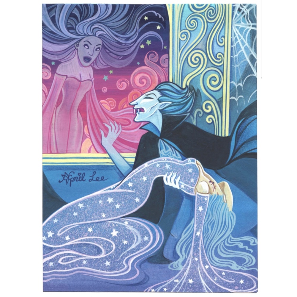 Halloween vampire ghost illustration art print - Picture 1 of 1